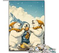 Polar Bear Couple 1000 Piece Jigsaw Puzzle for Adults And Teenagers, Interesting Stress Reduction Parent-child Interaction (26x38cm)