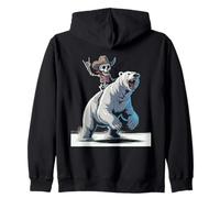 Polar Bear Cowboy Skeleton Halloween Zip Hoodie
