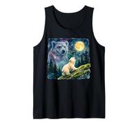 Polar Bear Cub Howling at The Moon Cosmic Night Sky Art Tank Top