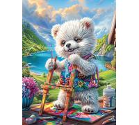 Polar Bear Cub in Magical Forest 300 Pc DIY Jigsaw Puzzle Fairy Tale Animal Plant Puzzles for Adults Teens Hard Challenging Team Building Stress Reducing Autumn Sturdy Wooden Cardboard 300 PCS