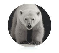 Polar Bear Cutting Board for Kitchen Mini Cheese Chopping Board Round Tempered Glass Chopping Block for Picnic Cutting Pizza Meat Fruit(7.9 Inch)