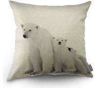 Polar Bear Decorative Pillow Case Nature Safari Arctic Animal Polar Bear with Cubs Snow Throw Pillow One 45cm*45cm