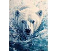 Polar Bear Diamond Art Kits Adults, Square Drill Diamond Painting Animal for Beginners, DIY Dimond Art for Adults, 5D Crystal Creations Kit Gifts, Gem Arts and Crafts for Home Decor 30x40cm F-700