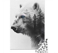 Polar Bear Double Exposure Adult Jigsaw Puzzle, 1000 Pieces, 70x50cm/1000pcs, Relaxing Indoor Activity, Weekend Downtime And Time at Home
