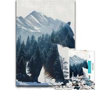 Polar Bear Double Exposure Distinctive Jigsaw Puzzle for Adults, 1000 PCS