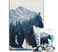 Polar Bear Double Exposure Distinctive Jigsaw Puzzle for Adults, 300 PCS