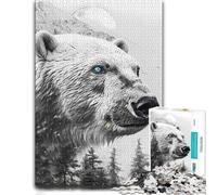 Polar Bear Double Exposure Jigsaw Puzzle for Adults, 1000 PCS
