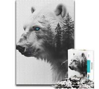 Polar Bear Double Exposure Jigsaw Puzzle for Adults, 1000 PCS