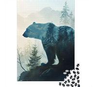 Polar Bear Double Exposure Jigsaw Puzzle for Adults, 1000 Pieces, 38x26cm/1000pcs, Relaxing Indoor Activity, Family Time And Time at Home
