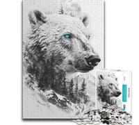 Polar Bear Double Exposure Themed Wooden Jigsaw Puzzle for Adults, 1000 PCS