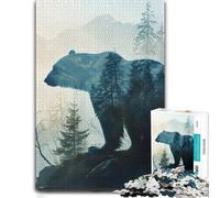 Polar Bear Double Exposure Vivid Wooden Jigsaw Puzzle for Adults, 1000 PCS