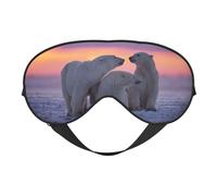 Polar Bear Double Sided Sleep Mask, Adjustable Blackout, Silk-Like Eye Mask for Sleeping,Travel, Soft, Breathable, Lightweight Comfortable Blindfold