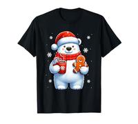 Polar Bear Drinking Coffee Gingerbread Xmas Baker Drinker T-Shirt