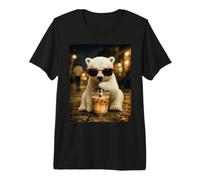 Polar Bear Drinking Ice Coffee Funny Animal Premium T-Shirt