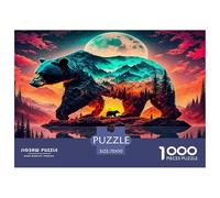 Polar Bear Educational Game Decompression 1000 Pieces Jigsaw Puzzle - Bear Mountain Reflection Sunset Majestic Artistic for Adults Kids Home Activity70x50cm/1000pcs