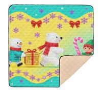 Polar Bear Elf & Gift Christmas Scene Soft Padded Baby Playmat for Floor Comfortable Tummy Time Mat for Baby Kids Toddlers Infants, 50'' x 50''