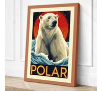 Polar Bear Emblem Vintage Canvas Wall Art Print 30x20 Inch | Ready to Hang, Gallery Wrapped, Fade-Resistant Inks, Securely Packaged, UK Made