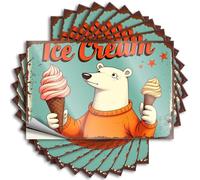 Polar Bear Enjoying Ice Cream. Inspirational Decals | Bedroom Decorations Waterproof Vinyl Hard Military Removable Decal Peel Stick(8X12CM)
