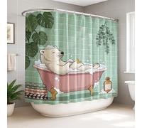 Polar Bear Extra Wide Shower Curtain, Playful Fanciful Rubber Duck Bathtub Summer Mint Green Polyester Waterproof Design Print Bath Curtains Decor for Bathroom Guest Room 108x72 Inch