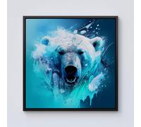 Polar Bear Face Splashart Framed Canvas Warren Reed - Designer Black W30 inch x H30 inch