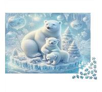 Polar Bear Family Jigsaw Puzzles Ice Floe 1000 Piece Recycled Paper for Adults Puzzle Educational Decompression Game Family Learning Great Gift Idea 70x50cm/1000pcs