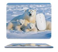 Polar Bear Family Rest Time Mousepad with Stitched Edges