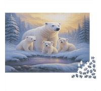 Polar Bear Family-Winter Wildlife Scene 1000 Piece Jigsaws with Perfect Snap Fit Centenary Jigsaws for A Sustainable Hobby As Wall Art Puzzle for Self-care Gifts 70x50cm/1000pcs