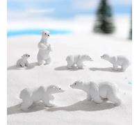 Polar Bear Figure Set, 6pcs Miniature Polar Bear Realistic Animals Figures Set, Realistic Plastic Animal Figures, for Bonsai Micro Landscape Cake Cupcake Decoration