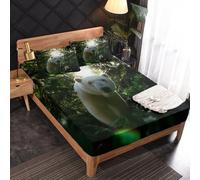 Polar Bear Fitted Sheet, Wild Animals Bed Sheets Small Doule Size, 2 Pillowcase - 30 cm Deep Pocket, Soft Microfiber Patterned Bedding Bedroom Decor - WA239