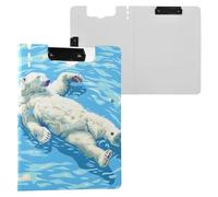 Polar Bear Floating Clipboard a4 Clip Board Foldover Document Folder Files for Paperwork with Clips Lightweight Plastic