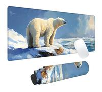 Polar Bear Gaming Mouse Pad, Office Desk Mat, Anti-Slip Rubber Base Cool Aesthetic Mouse Pads for Computer Laptop Keyboard School Home Desktop Gamer Home Accessories Decor 31.5" x 11.8"