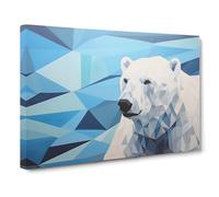 Polar Bear Geometric Canvas Print for Living Room Bedroom Home Office Décor, Wall Art Picture Ready to Hang, 30x20 Inch (76x50 cm)