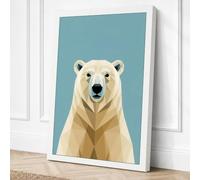 Polar Bear Geometric Canvas Wall Art Print 30x20 Inch | Ready to Hang, Gallery Wrapped, Fade-Resistant Inks, Securely Packaged, UK Made