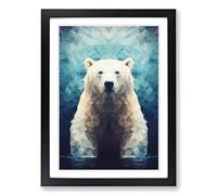 Polar Bear Geometric Framed Wall Art Print, Ready to Hang Picture for Living Room Bedroom Home Office, Black A2 (48 x 66 cm)