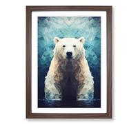 Polar Bear Geometric Framed Wall Art Print, Ready to Hang Picture for Living Room Bedroom Home Office, Walnut A2 (48 x 66 cm)