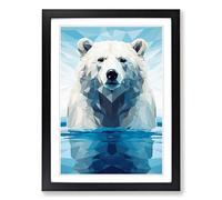 Polar Bear Geometric No.2 Framed Wall Art Print, Ready to Hang Picture for Living Room Bedroom Home Office, Black A2 (48 x 66 cm)