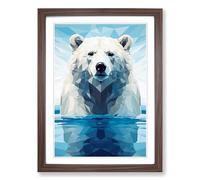 Polar Bear Geometric No.2 Framed Wall Art Print, Ready to Hang Picture for Living Room Bedroom Home Office, Walnut A2 (48 x 66 cm)