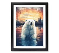Polar Bear Geometric No.3 Framed Wall Art Print, Ready to Hang Picture for Living Room Bedroom Home Office, Black A2 (48 x 66 cm)