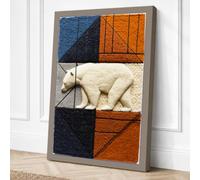Polar Bear Geometry Eclectic Canvas Wall Art Print 30x20 Inch | Ready to Hang, Gallery Wrapped, Fade-Resistant Inks, Securely Packaged, UK Made