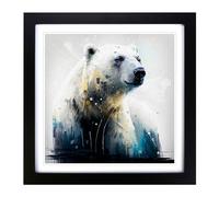 Polar Bear Gestural Art Framed Print | 18x18 Inch Black Framed Wall Art | Ready to Hang | Eclectic Animal Picture | Living Room Bedroom Lounge Office