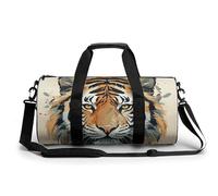 Polar Bear Gym Bag Small Travel Duffle Bag with Compartment Carry On Weekender Bag for Women Men, Year of the tiger tiger face, 17.7in/9in/9in