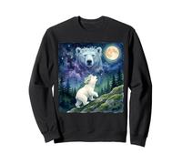 Polar Bear Howling at the Moon Night Sky Animal Art Sweatshirt