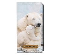 Polar Bear Hug Family PU Leather Flip Case Cover For iPhone 11 PU Leather Flip Case Cover For iPhone 11 with Personalized Your Name on Leather Tag