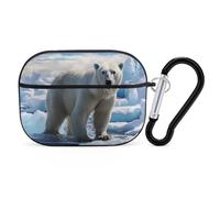 Polar Bear Ice AirPods Pro Case Cover with Keychain Ring PC Hard Shell Protective Case for AirPods Pro 2nd for Women Men Generation Easy Open Full Drop Protection Cover Black-Style