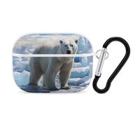 Polar Bear Ice AirPods Pro Case Cover with Keychain Ring PC Hard Shell Protective Case for AirPods Pro 2nd for Women Men Generation Easy Open Full Drop Protection Cover White-Style