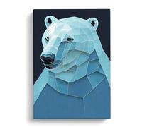 Polar Bear Ice Canvas Print | Gallery Wrapped 30mm Frame Wall Art | 30x20 inches | Ready to Hang | Modern Animals Picture | Living Room Bedroom Lounge Office