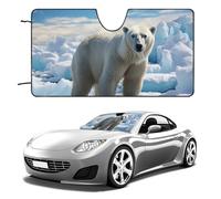 Polar Bear Ice Car Windshield Sun Shade Keep Car Interior Cool 51"x28" Folding Front Window Sun Shade, Heat Shield for SUV, Truck, Blocks UV