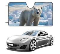 Polar Bear Ice Car Windshield Sun Shade Keep Car Interior Cool 55"x30" Folding Front Window Sun Shade, Heat Shield for SUV, Truck, Blocks UV