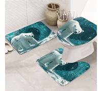 Polar Bear Ice Cave Bathroom Rugs Sets 3 Piece, Soft Absorbent Memory Foam Bath Mats And U Shaped Contour Toilet Rug, Home Decoration, Quick Dry