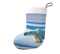 Polar Bear Ice Christmas Stocking 17.7", Festive Hanging Sock for Fireplace Mantel, Holiday Decorations